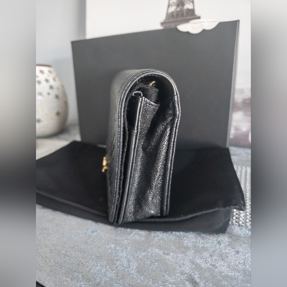 Chanel Caviar Chevron Boy Wallet On Chain- Gold Tone- Black- Full Inclusion - Picture 6 of 17